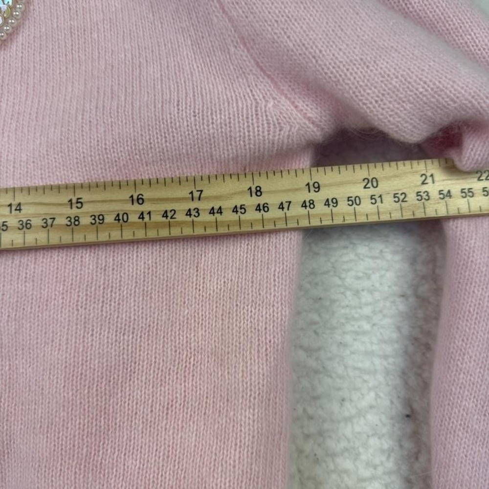 Vintage Simply Tops Sweater‎ Womens Small Pink V Neck Beaded Sequin Angora 80s - Picture 7 of 8